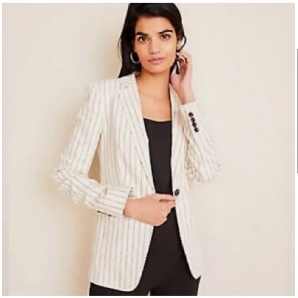 Ann Taylor Cream Striped Blazer